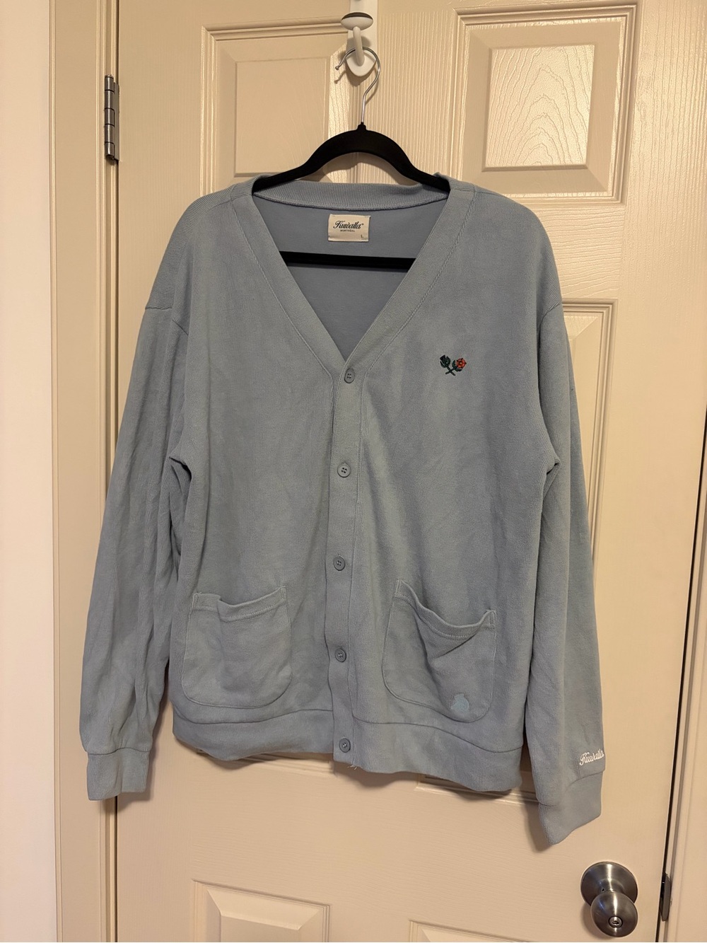 🐢 KUWALLA MONTREAL - Blue Button Up Sweater - Large